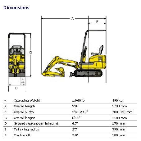 mini digger access width|smallest mini digger dimensions.